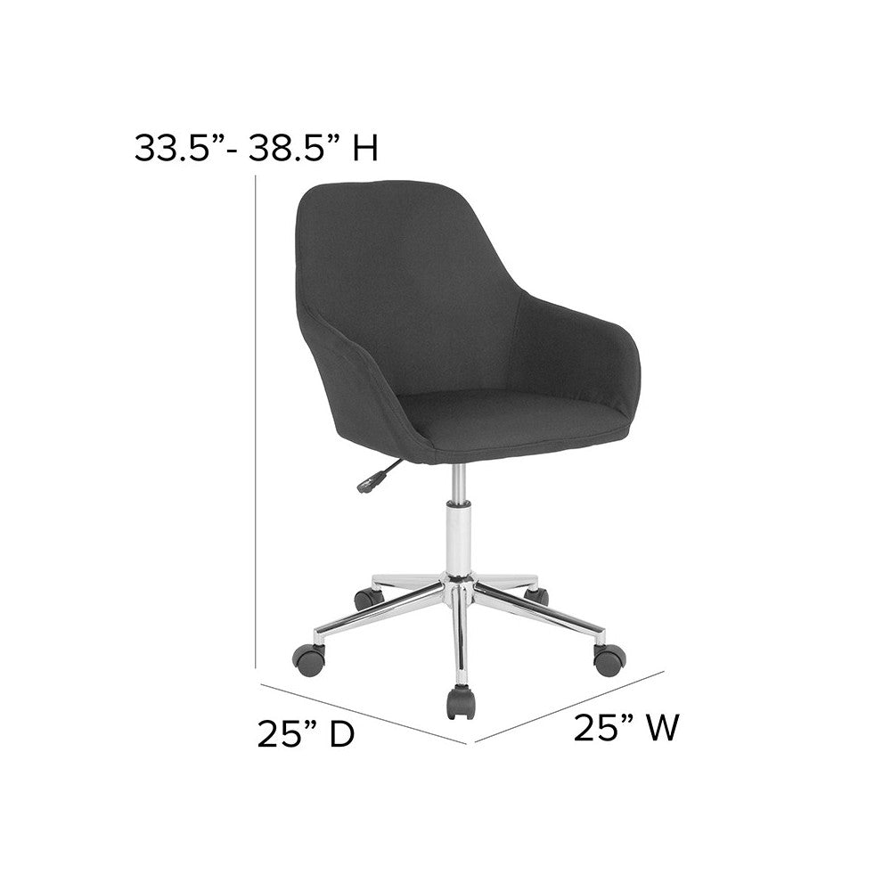 Cortana Home and Office Mid-Back Chair in Black Fabric