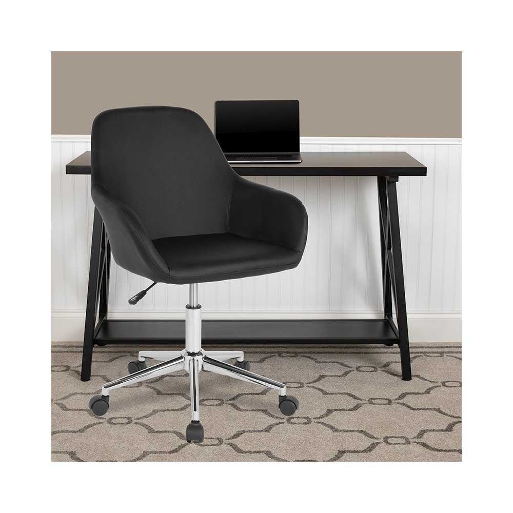 Cortana Home and Office Mid-Back Chair in Black LeatherSoft