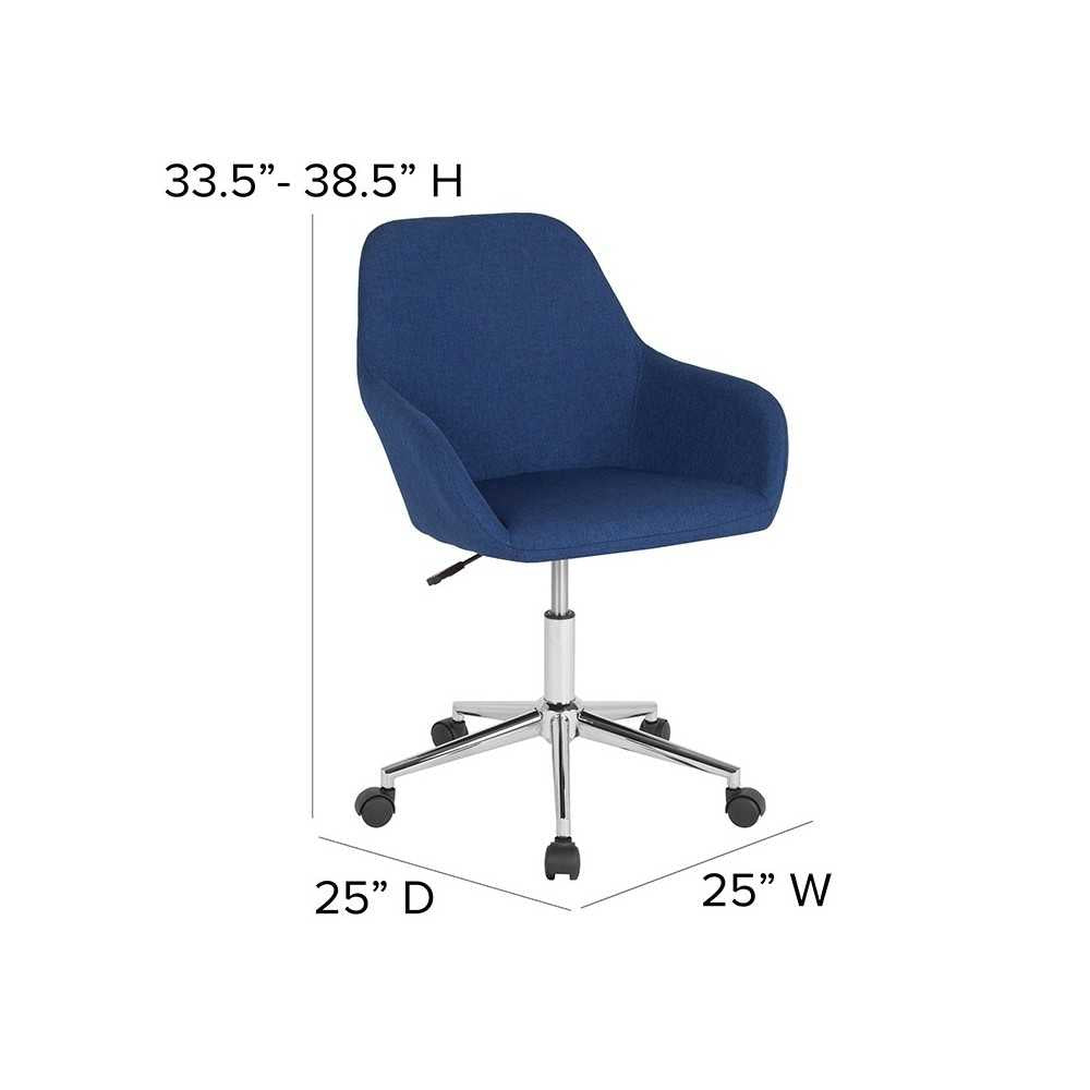 Cortana Home and Office Mid-Back Chair in Blue Fabric