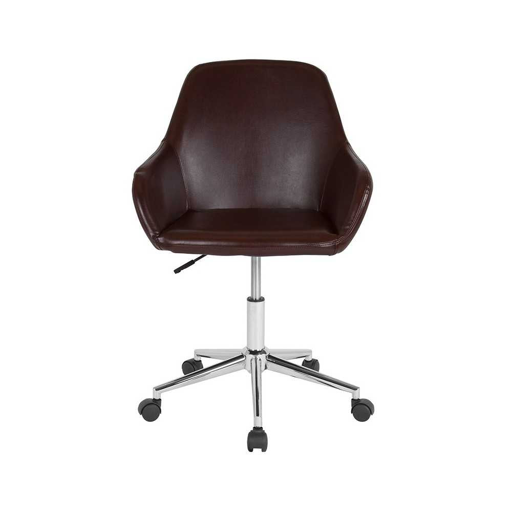 Cortana Home and Office Mid-Back Chair in Brown LeatherSoft