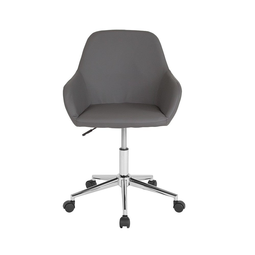 Cortana Home and Office Mid-Back Chair in Gray LeatherSoft