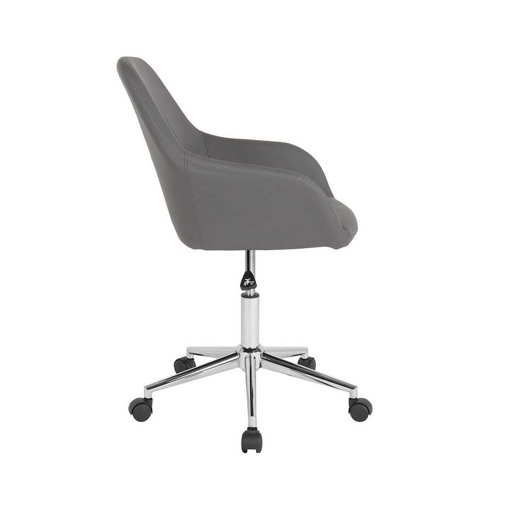Cortana Home and Office Mid-Back Chair in Gray LeatherSoft