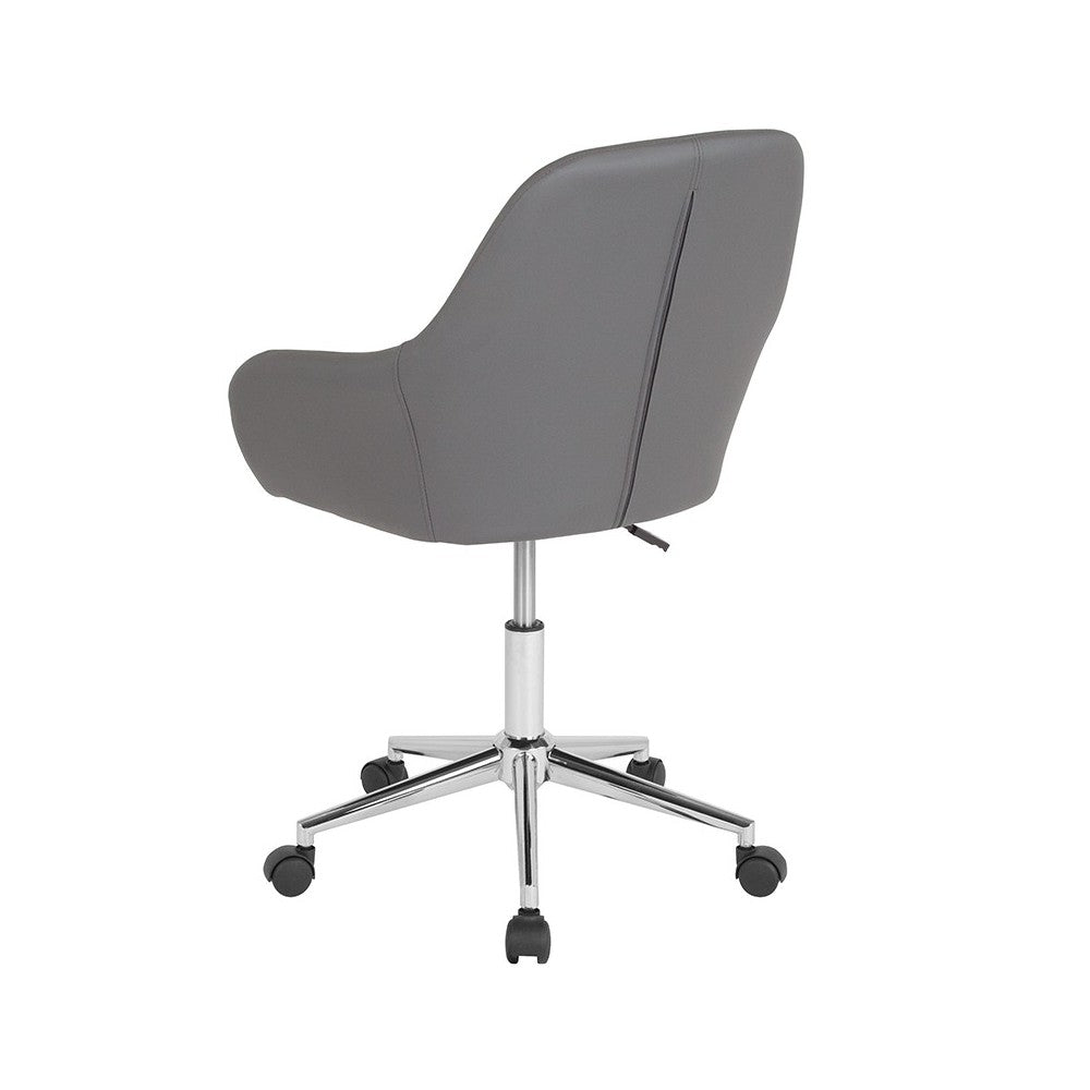 Cortana Home and Office Mid-Back Chair in Gray LeatherSoft
