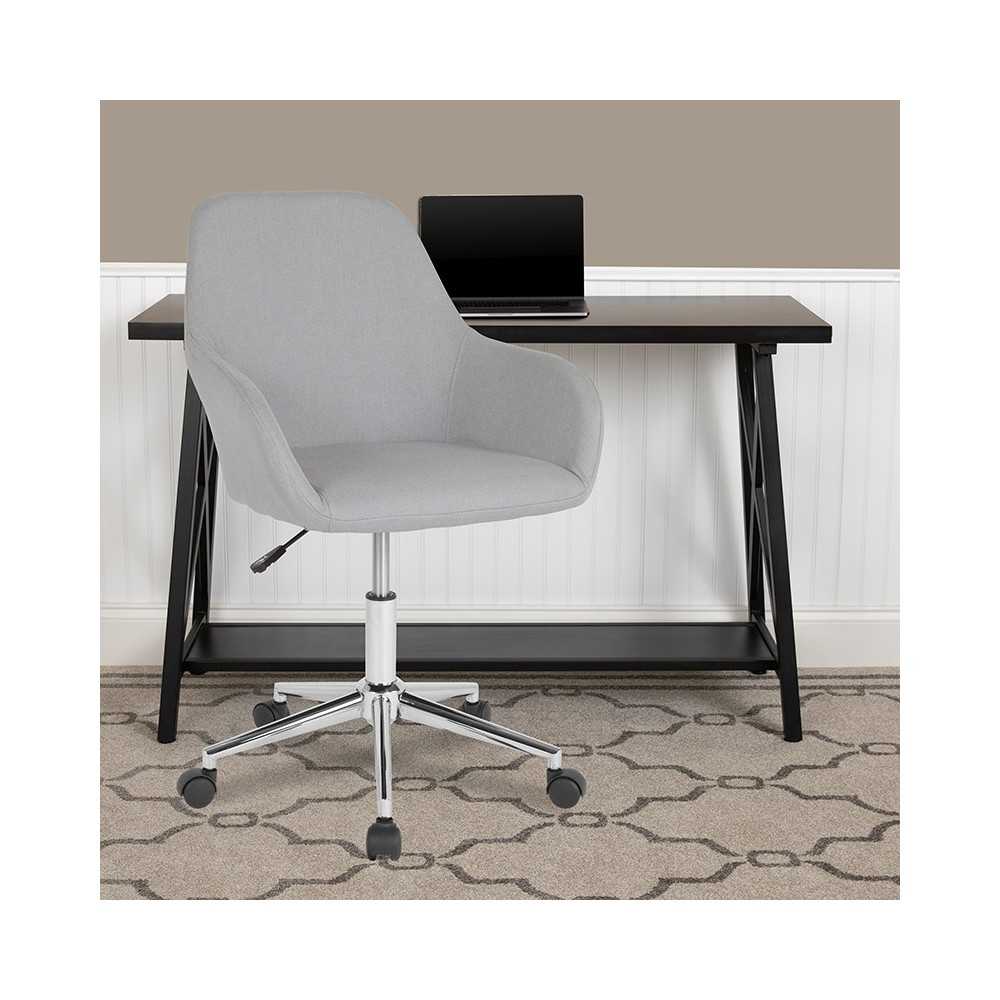 Cortana Home and Office Mid-Back Chair in Light Gray Fabric