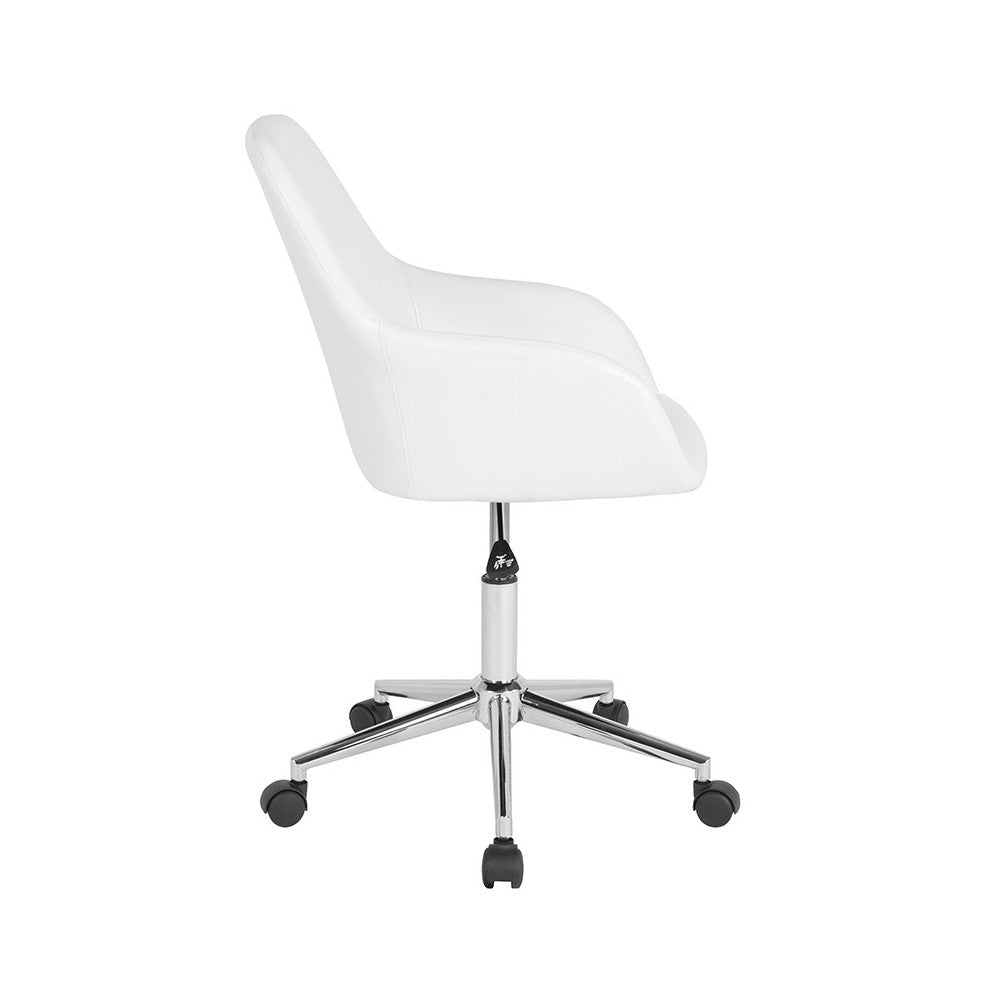 Cortana Home and Office Mid-Back Chair in White LeatherSoft