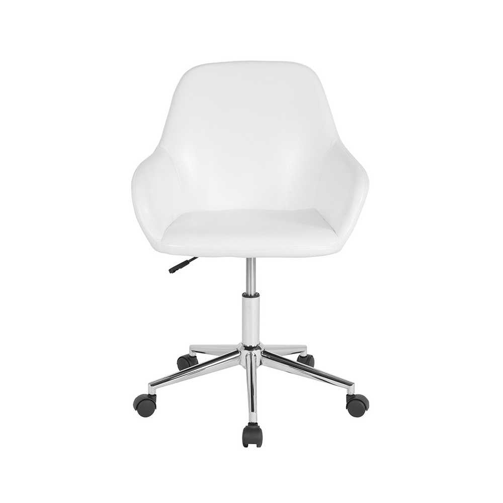 Cortana Home and Office Mid-Back Chair in White LeatherSoft