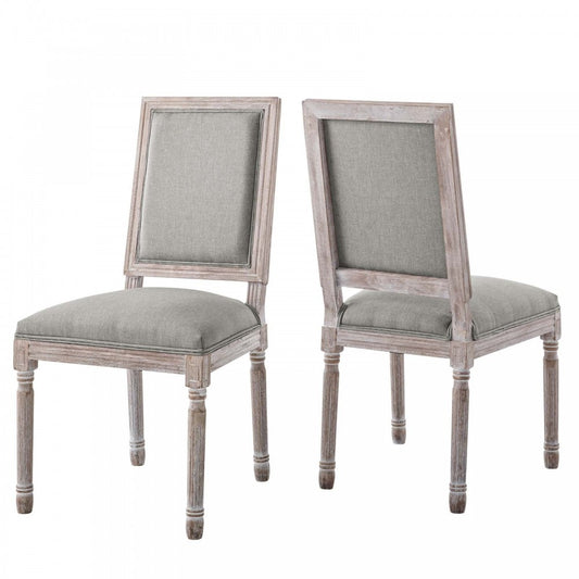 Court Dining Side Chair Upholstered Fabric Set of 2, Light Gray