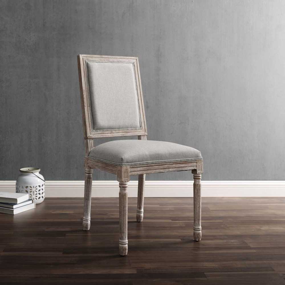 Court Dining Side Chair Upholstered Fabric Set of 2, Light Gray