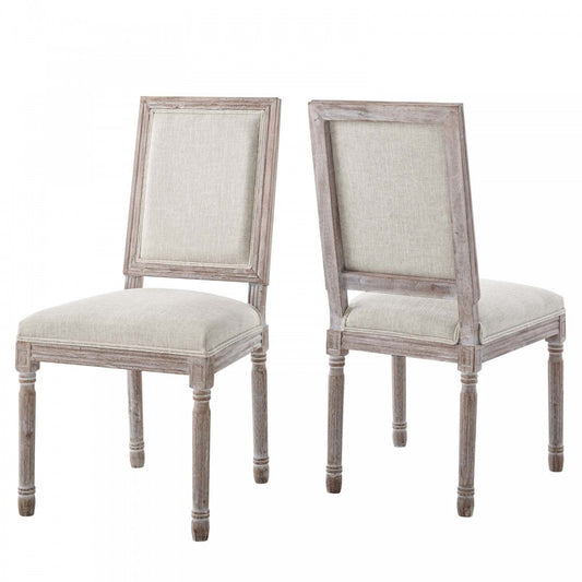 Court Dining Side Chair Upholstered Fabric Set of 2, Beige