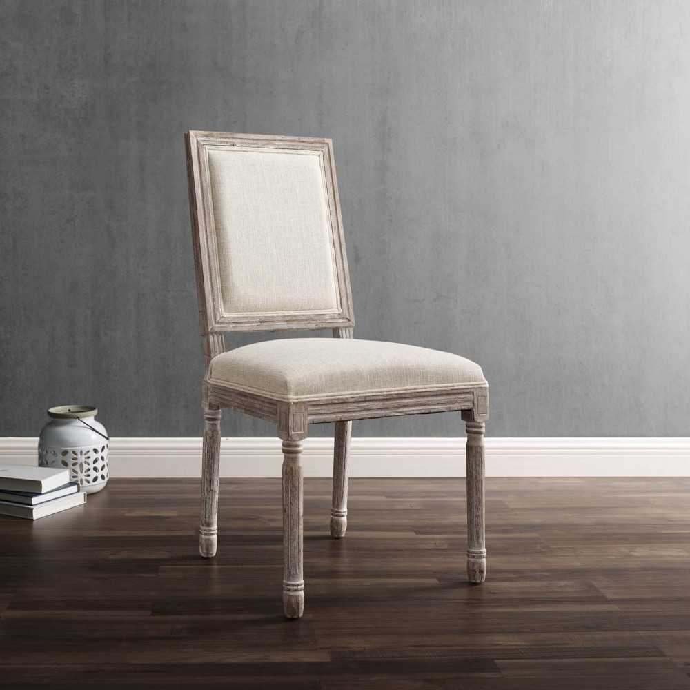 Court Dining Side Chair Upholstered Fabric Set of 2, Beige