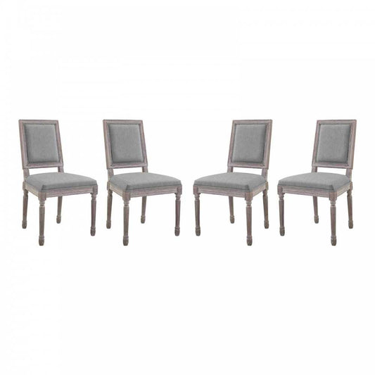 Court Dining Side Chair Upholstered Fabric Set of 4, Light Gray