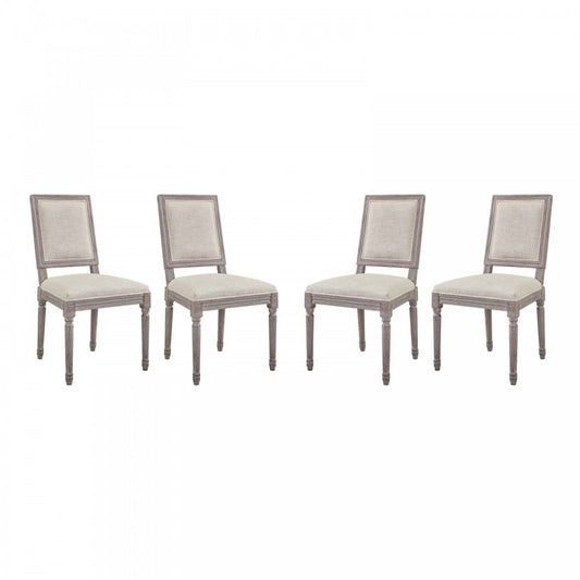 Court Dining Side Chair Upholstered Fabric Set of 4, Beige