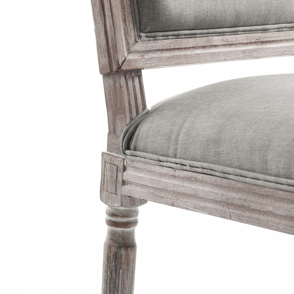 Court Vintage French Upholstered Fabric Dining Side Chair, Light Gray