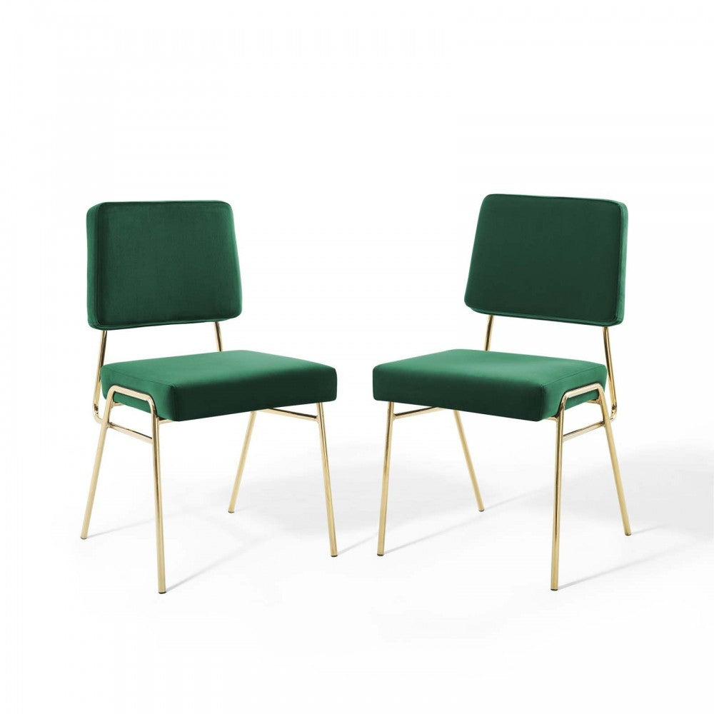Craft Dining Side Chair Performance Velvet Set of 2, Gold Green
