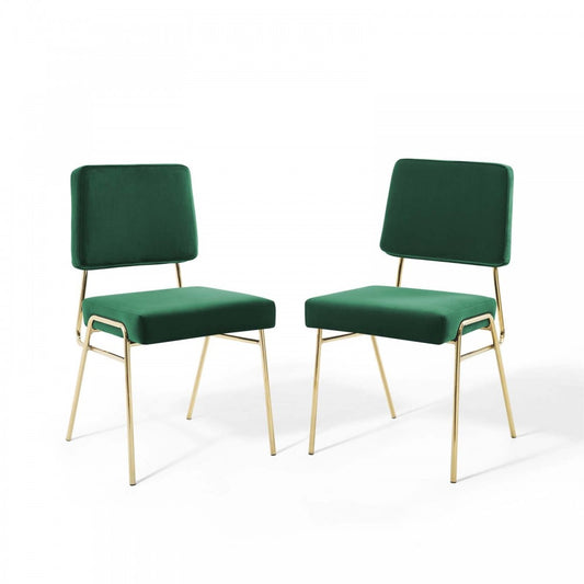 Craft Dining Side Chair Performance Velvet Set of 2, Gold Green