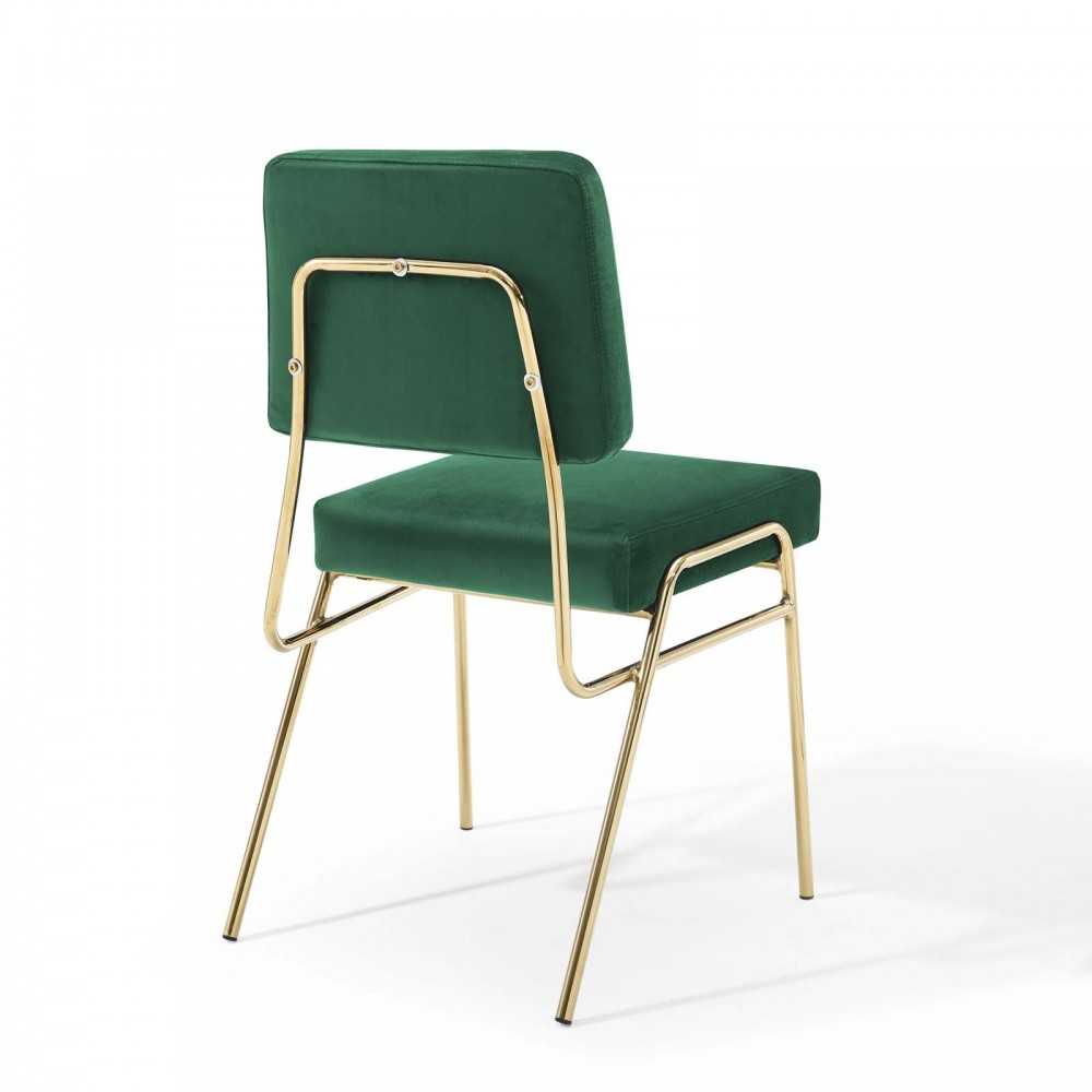 Craft Dining Side Chair Performance Velvet Set of 2, Gold Green