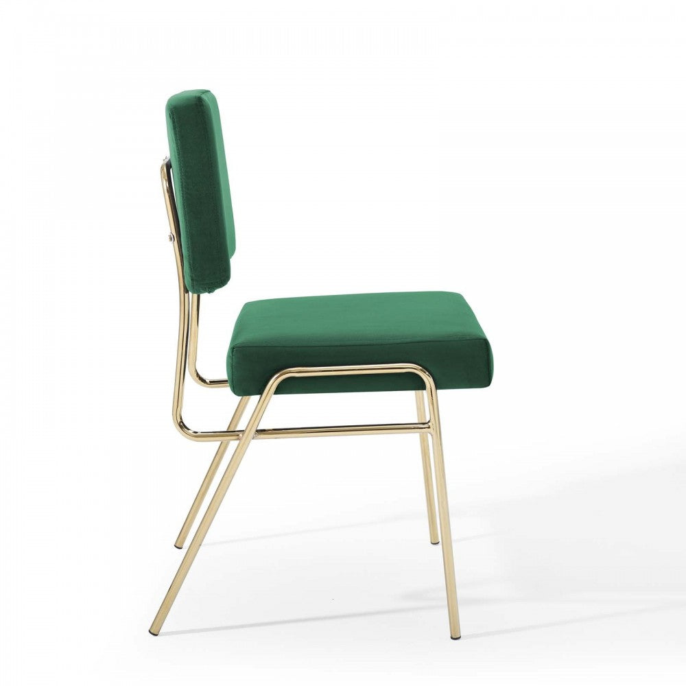 Craft Dining Side Chair Performance Velvet Set of 2, Gold Green