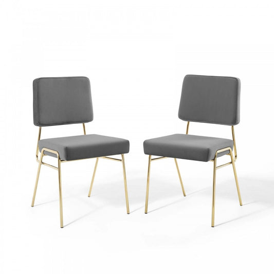 Craft Dining Side Chair Performance Velvet Set of 2, Gold Gray