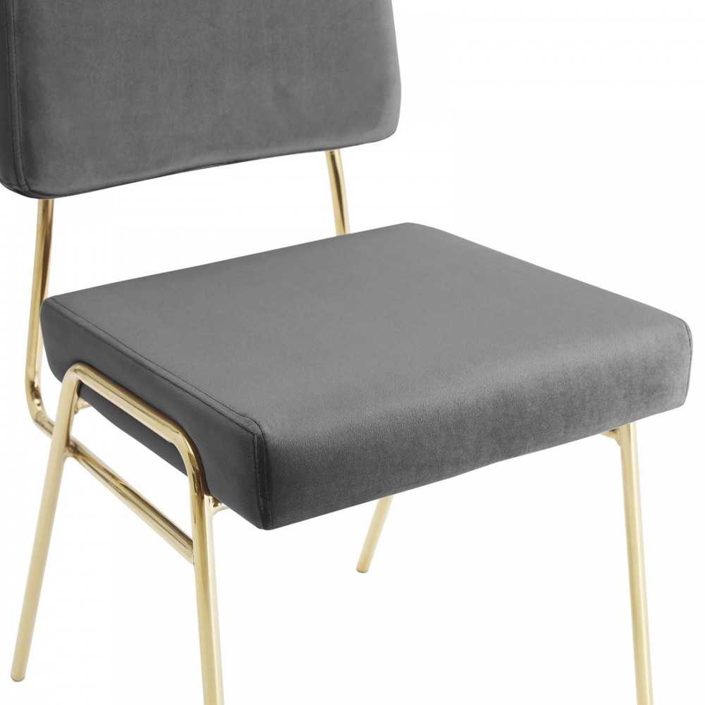 Craft Dining Side Chair Performance Velvet Set of 2, Gold Gray