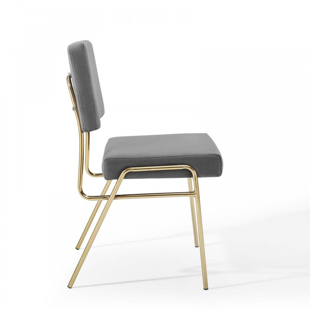 Craft Dining Side Chair Performance Velvet Set of 2, Gold Gray