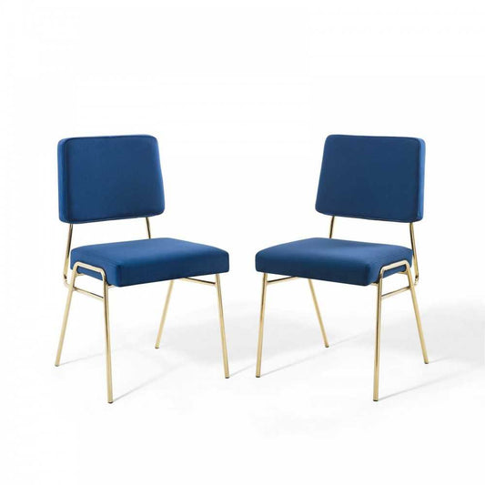 Craft Dining Side Chair Performance Velvet Set of 2, Gold Navy