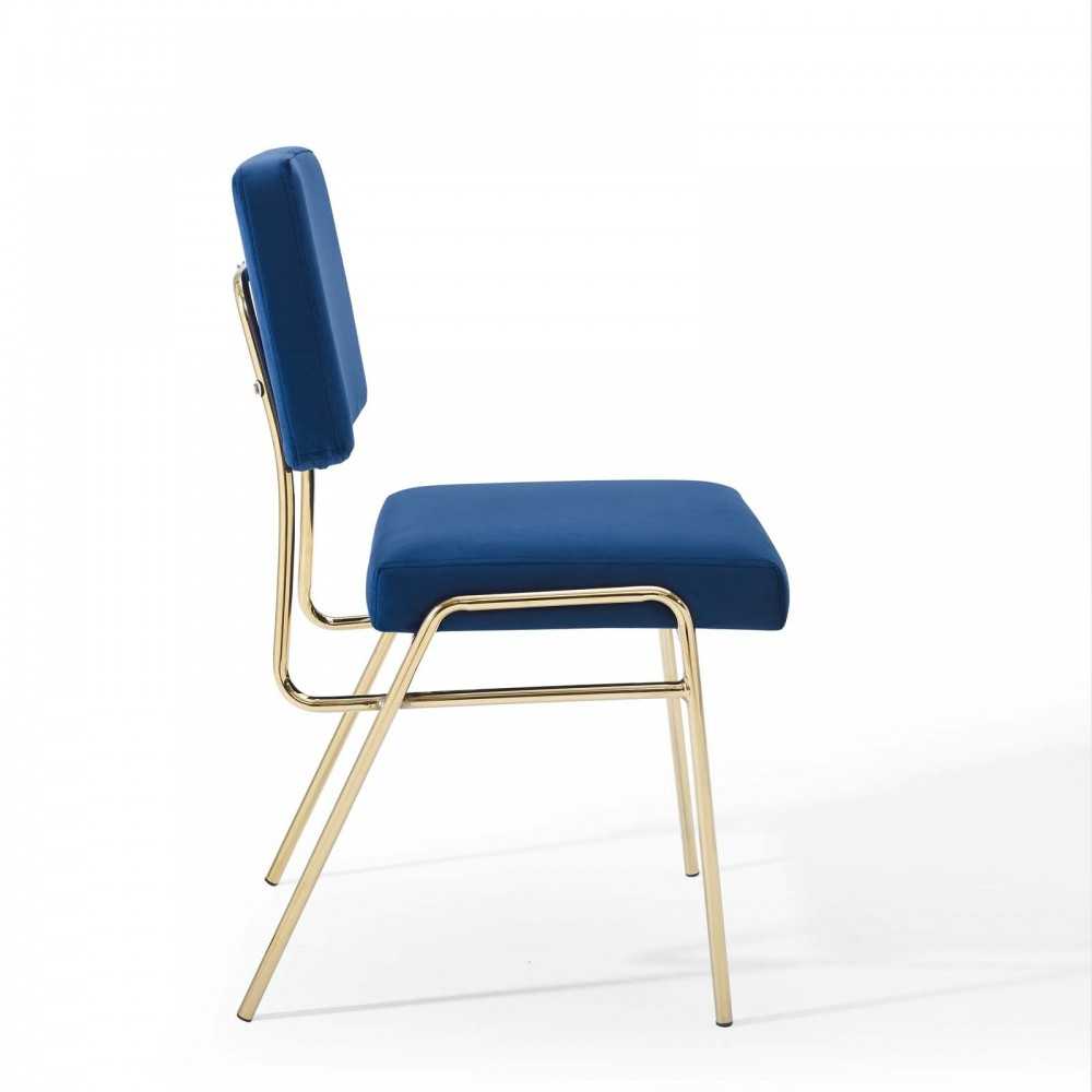Craft Dining Side Chair Performance Velvet Set of 2, Gold Navy