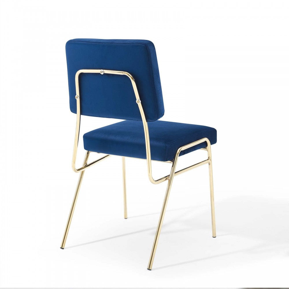 Craft Dining Side Chair Performance Velvet Set of 2, Gold Navy