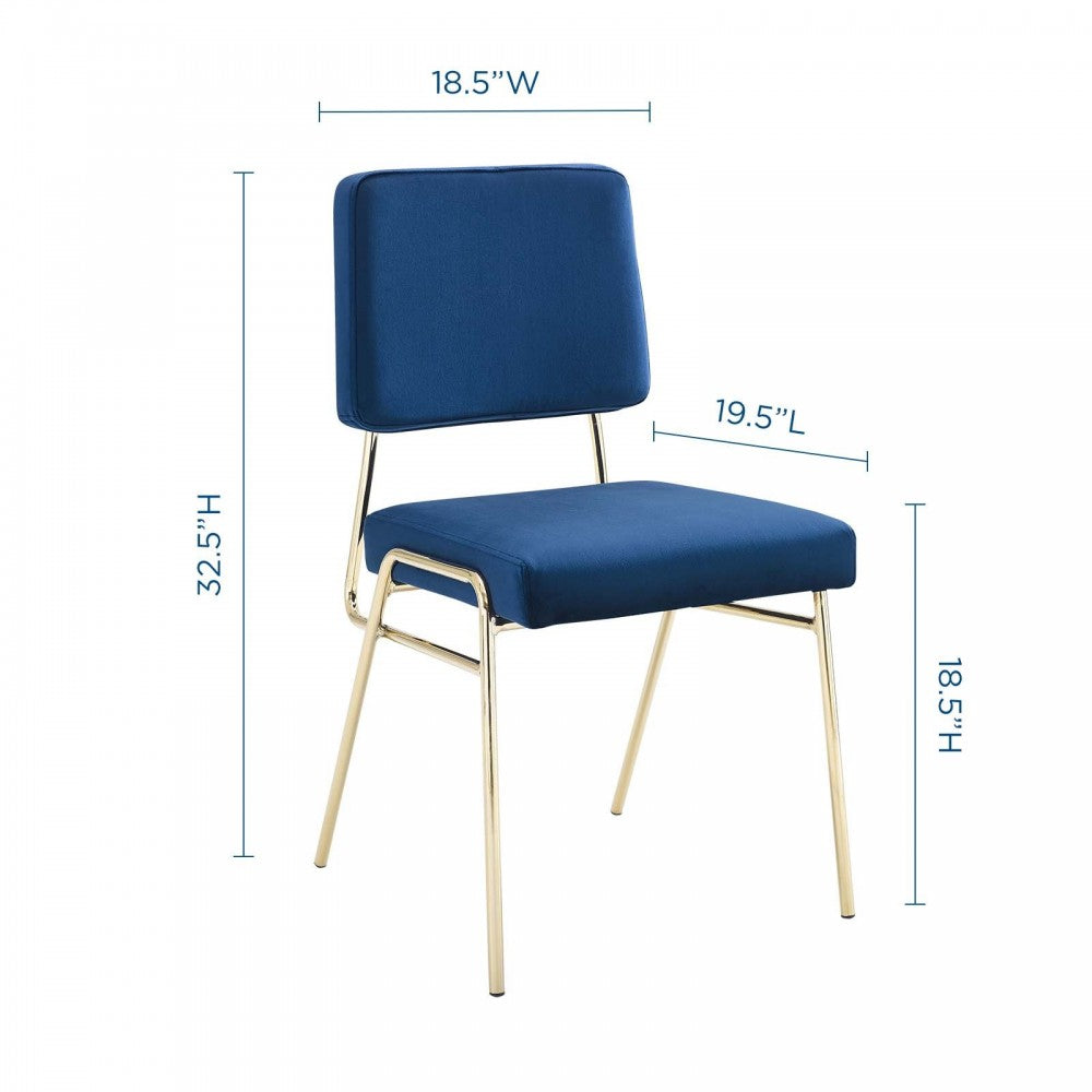 Craft Dining Side Chair Performance Velvet Set of 2, Gold Navy