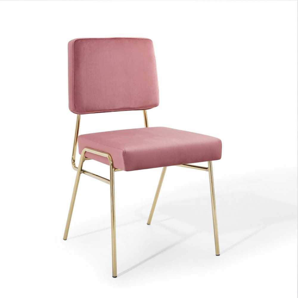 Craft Dining Side Chair Performance Velvet Set of 2, Gold Dusty Rose