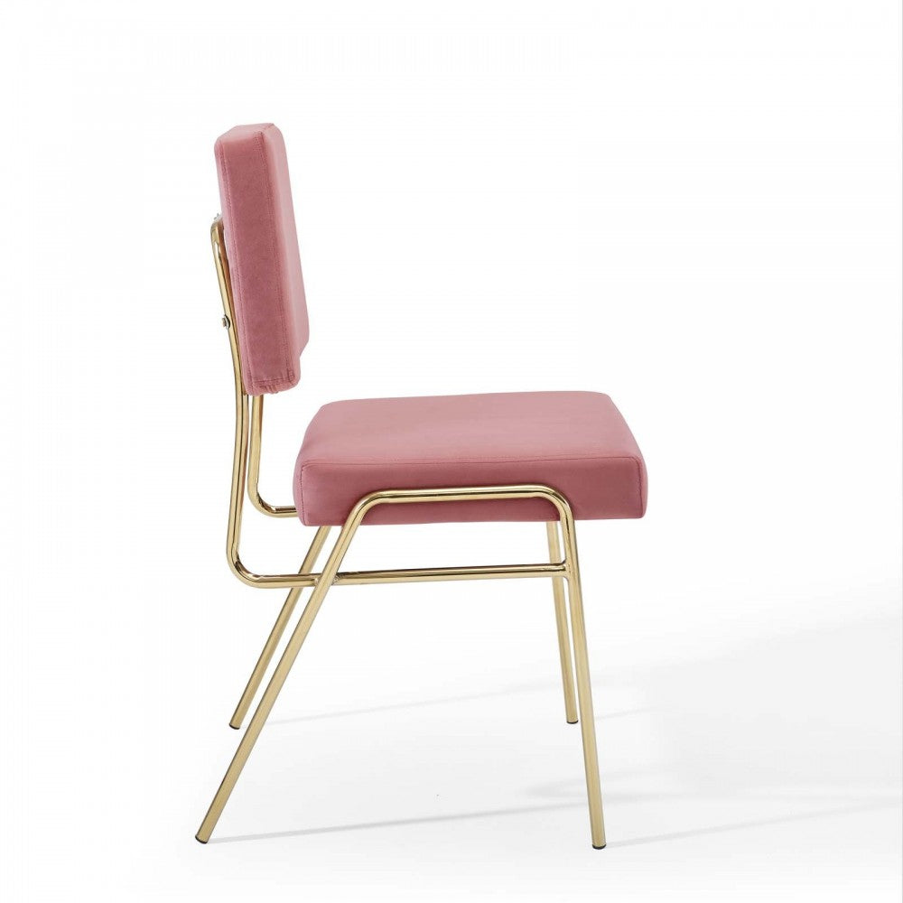 Craft Dining Side Chair Performance Velvet Set of 2, Gold Dusty Rose