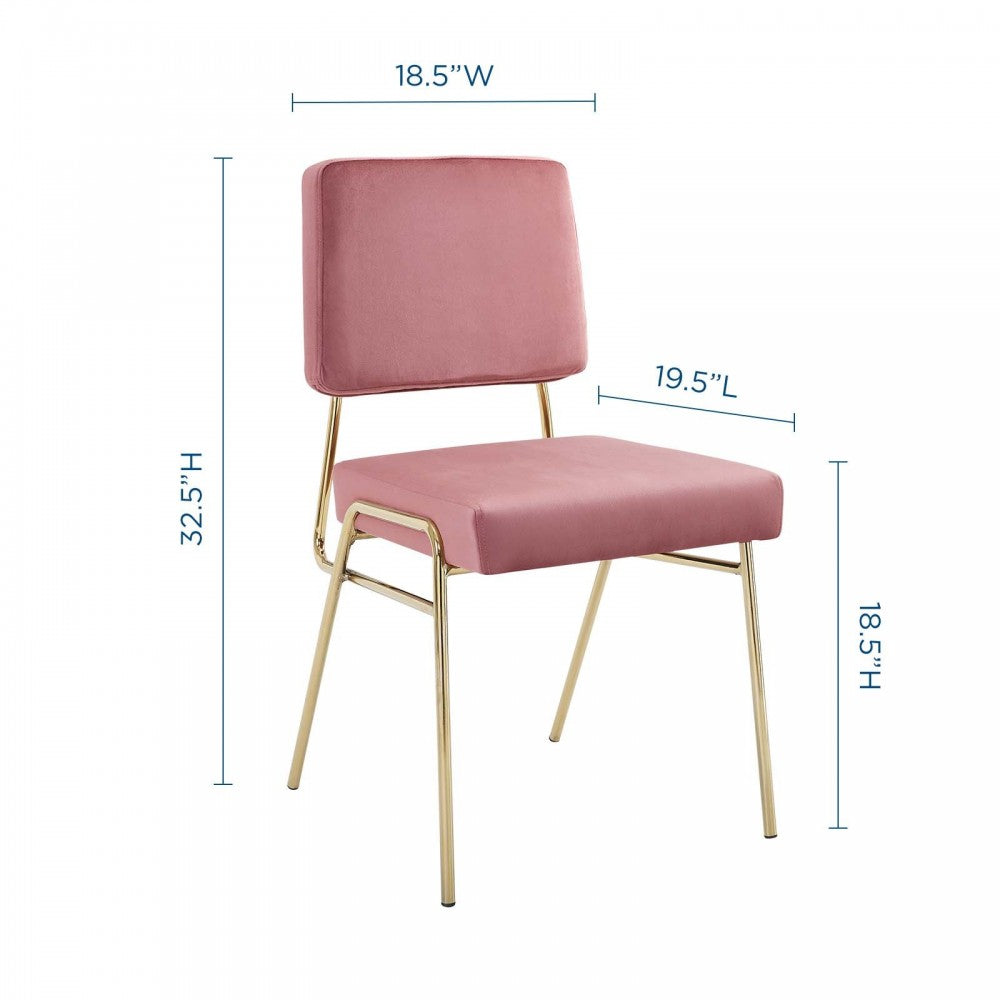 Craft Dining Side Chair Performance Velvet Set of 2, Gold Dusty Rose