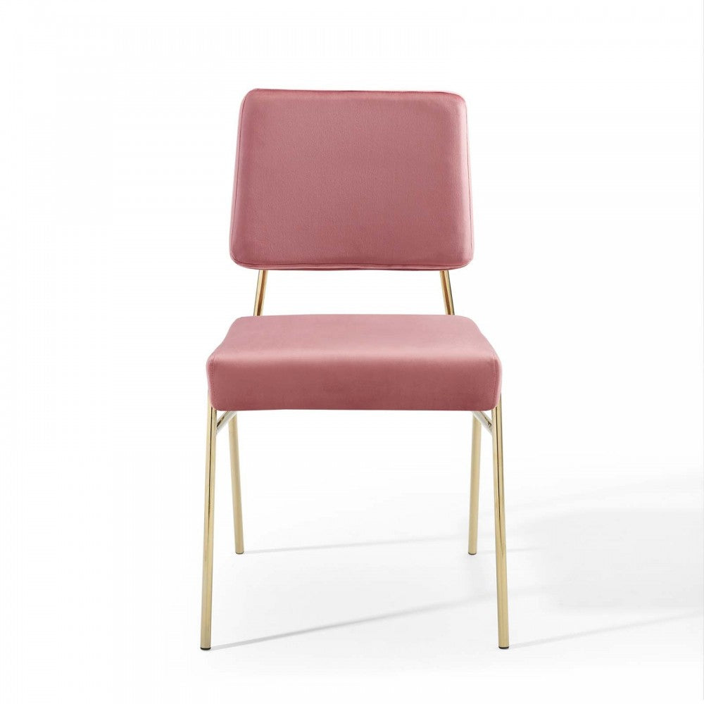 Craft Dining Side Chair Performance Velvet Set of 2, Gold Dusty Rose