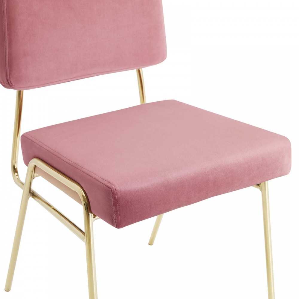 Craft Dining Side Chair Performance Velvet Set of 2, Gold Dusty Rose