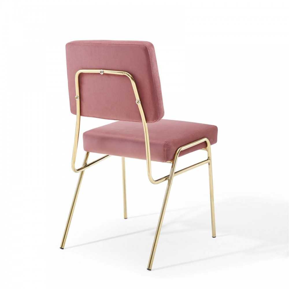 Craft Dining Side Chair Performance Velvet Set of 2, Gold Dusty Rose