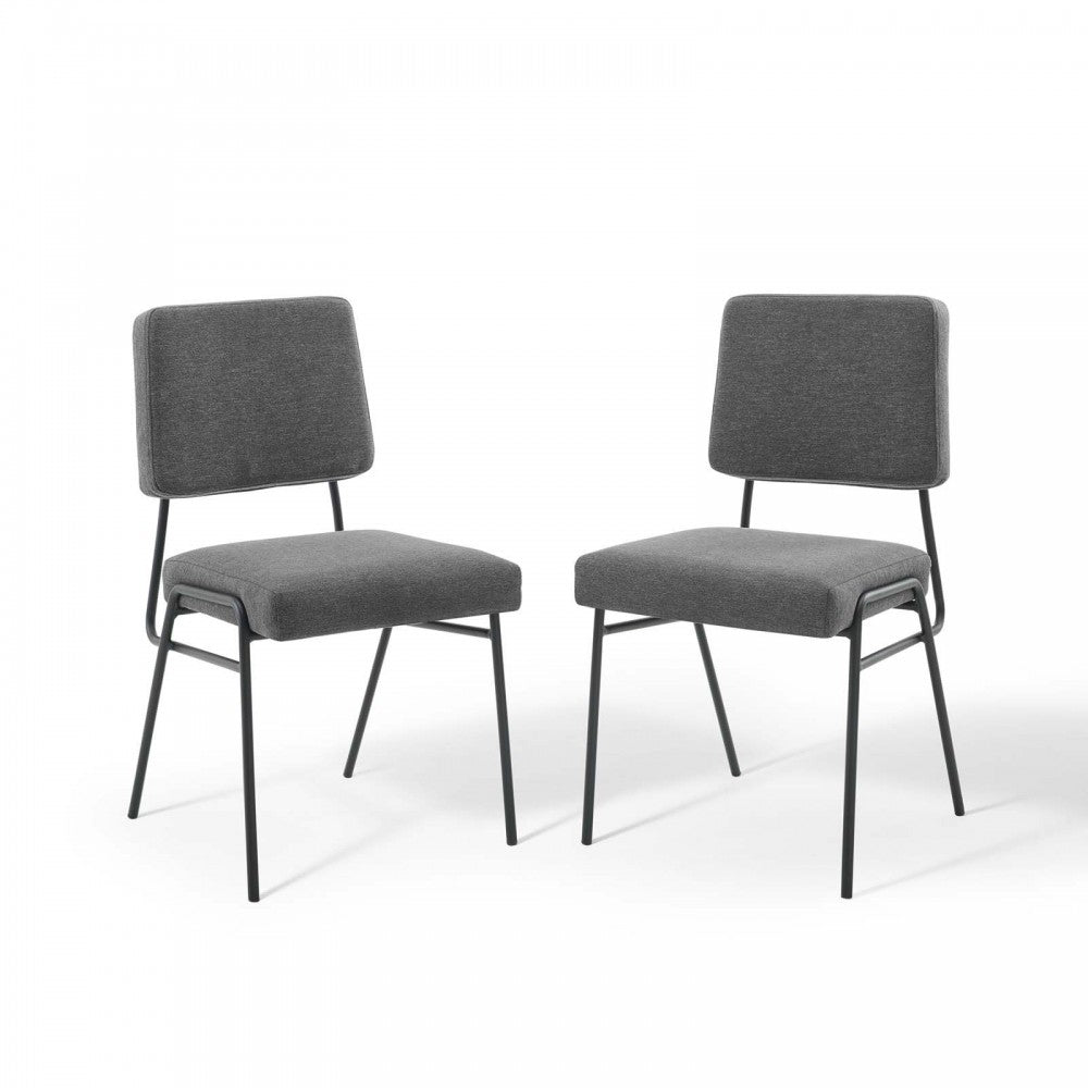 Craft Dining Side Chair Upholstered Fabric Set of 2, Black Charcoal