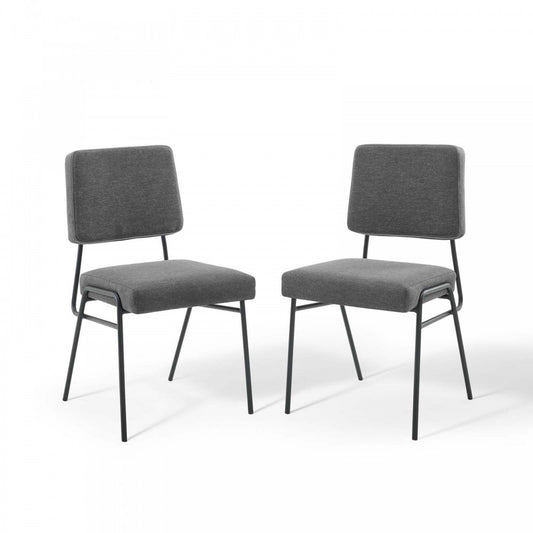 Craft Dining Side Chair Upholstered Fabric Set of 2, Black Charcoal