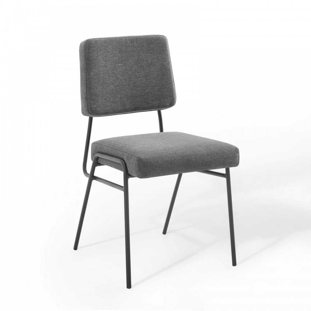 Craft Dining Side Chair Upholstered Fabric Set of 2, Black Charcoal
