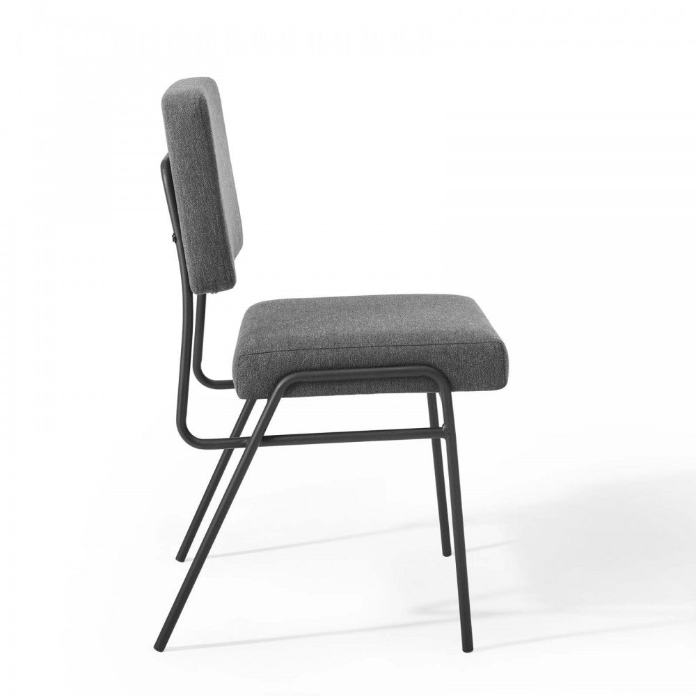 Craft Dining Side Chair Upholstered Fabric Set of 2, Black Charcoal