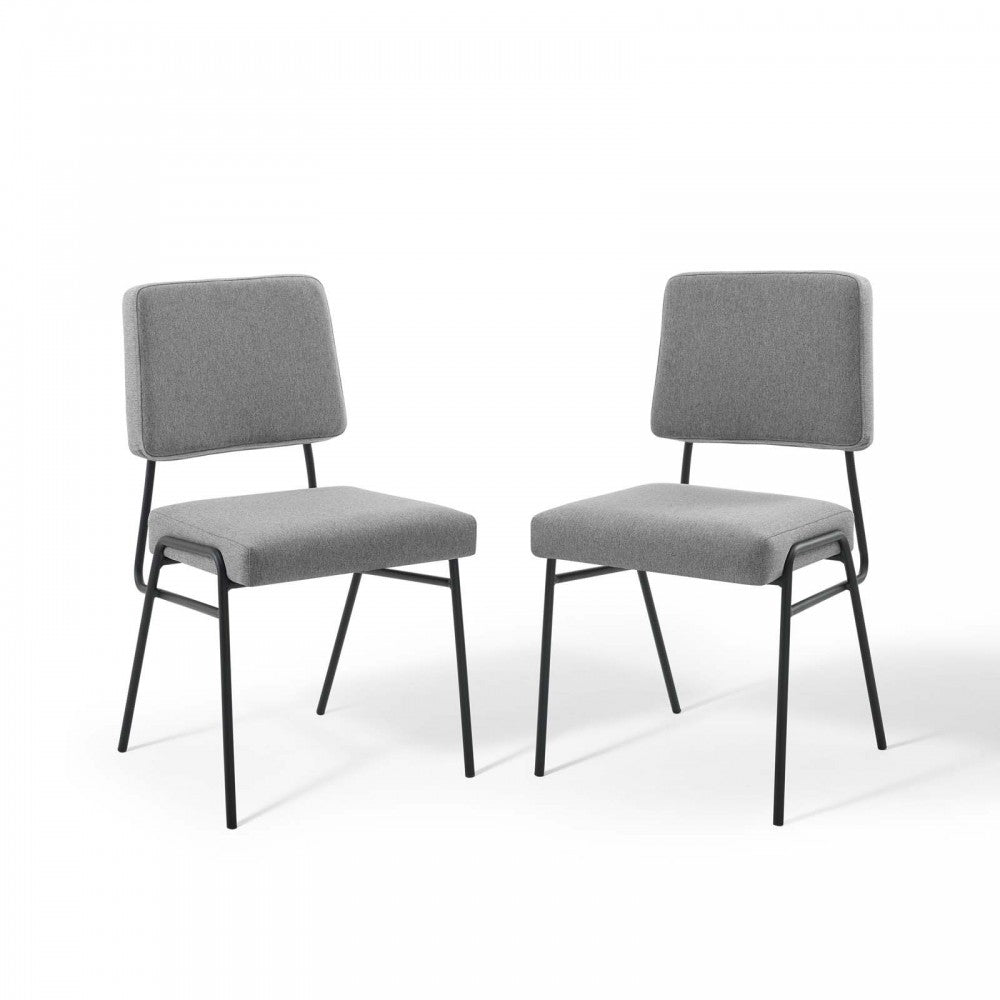 Craft Dining Side Chair Upholstered Fabric Set of 2, Black Light Gray
