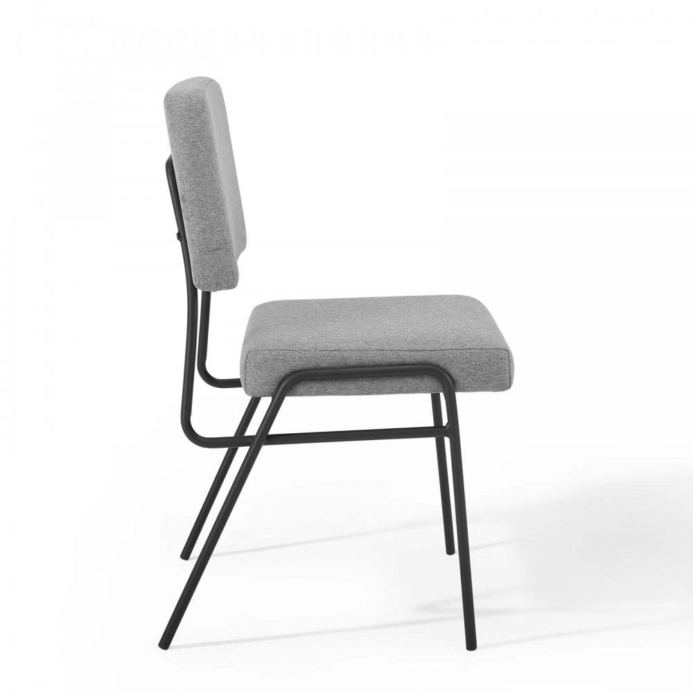Craft Dining Side Chair Upholstered Fabric Set of 2, Black Light Gray