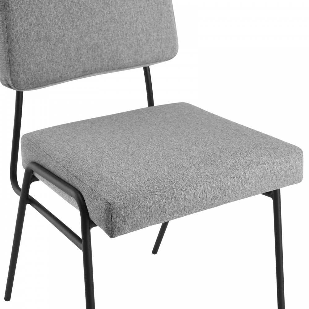 Craft Dining Side Chair Upholstered Fabric Set of 2, Black Light Gray