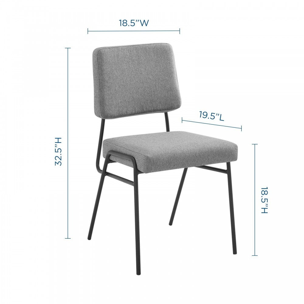 Craft Dining Side Chair Upholstered Fabric Set of 2, Black Light Gray