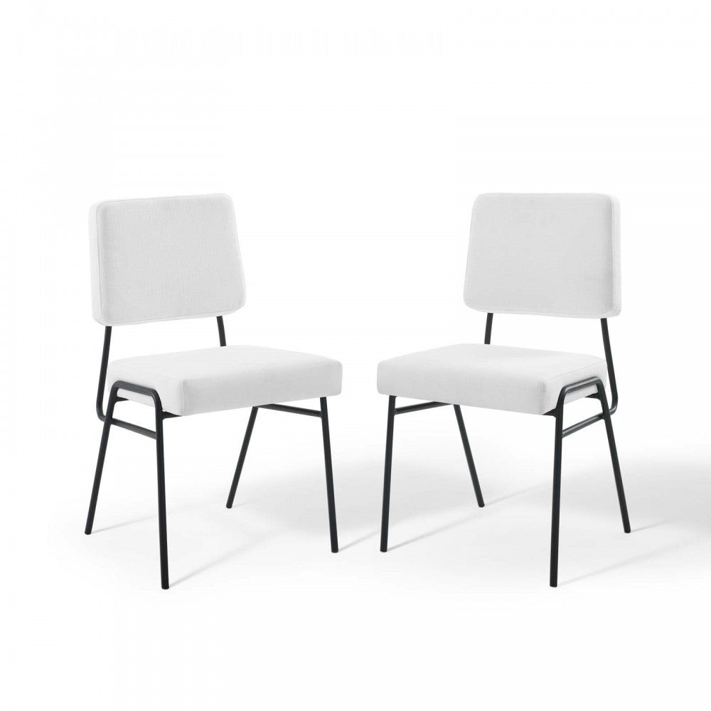 Craft Dining Side Chair Upholstered Fabric Set of 2, Black White