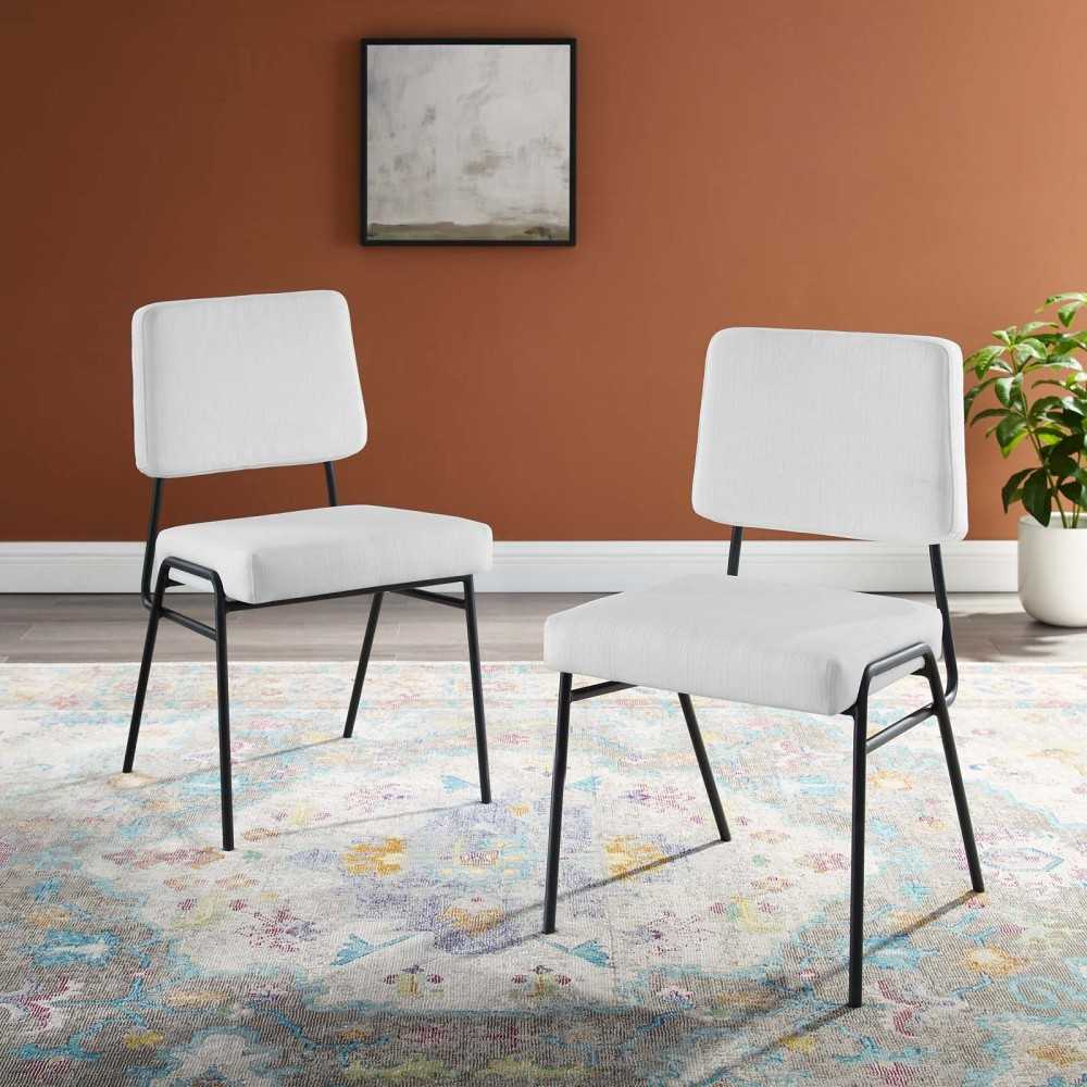 Craft Dining Side Chair Upholstered Fabric Set of 2, Black White