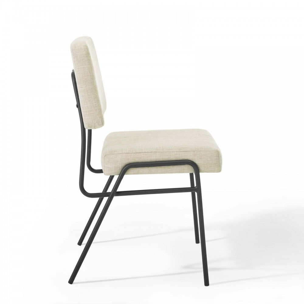 Craft Dining Side Chair Upholstered Fabric Set of 2, Black Beige