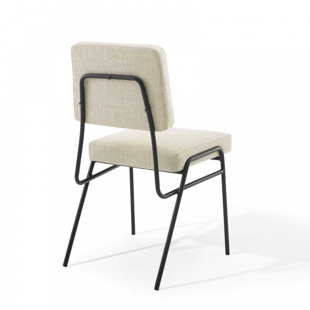 Craft Dining Side Chair Upholstered Fabric Set of 2, Black Beige