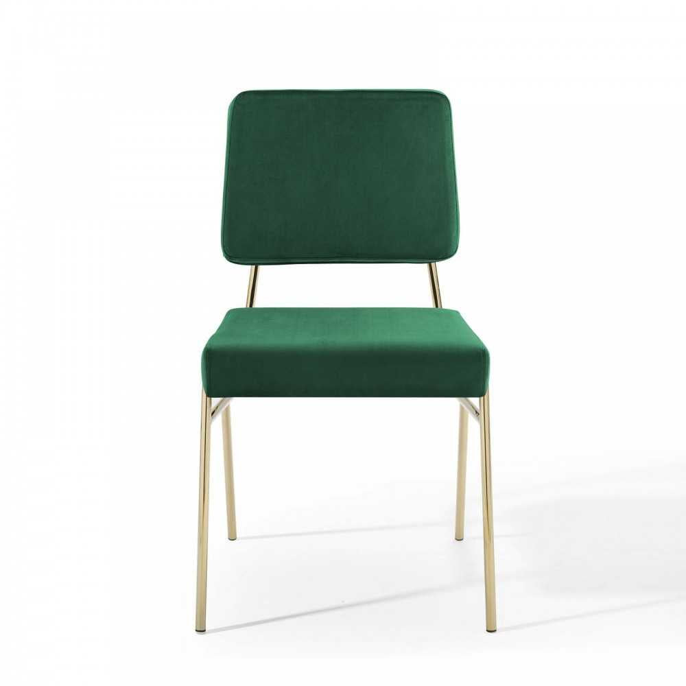 Craft Performance Velvet Dining Side Chair, Gold Green