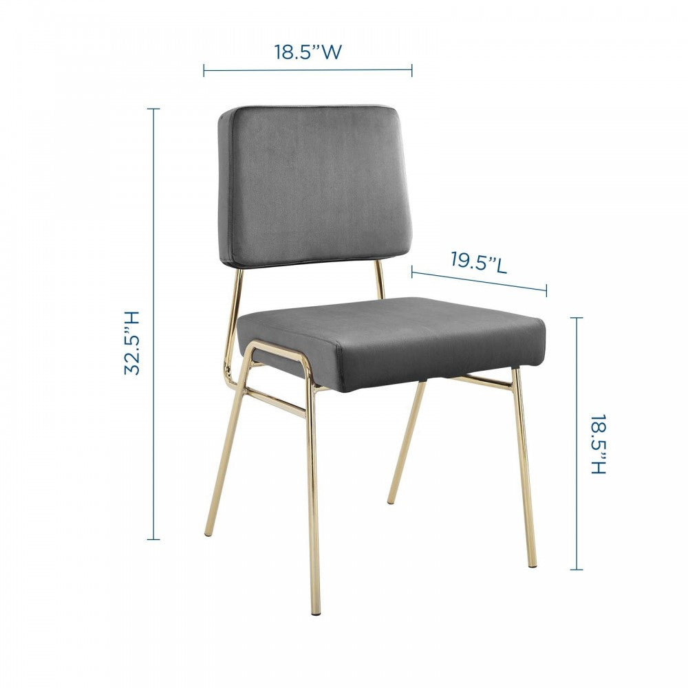 Craft Performance Velvet Dining Side Chair, Gold Gray