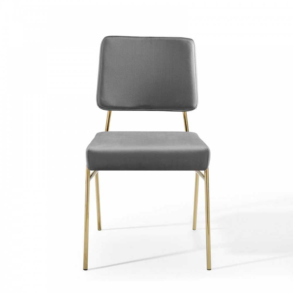 Craft Performance Velvet Dining Side Chair, Gold Gray