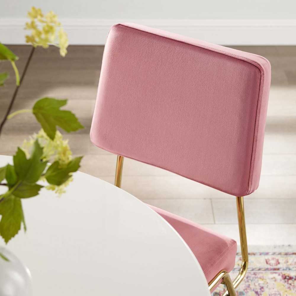 Craft Performance Velvet Dining Side Chair, Gold Dusty Rose